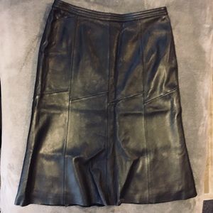 Black leather skirt.